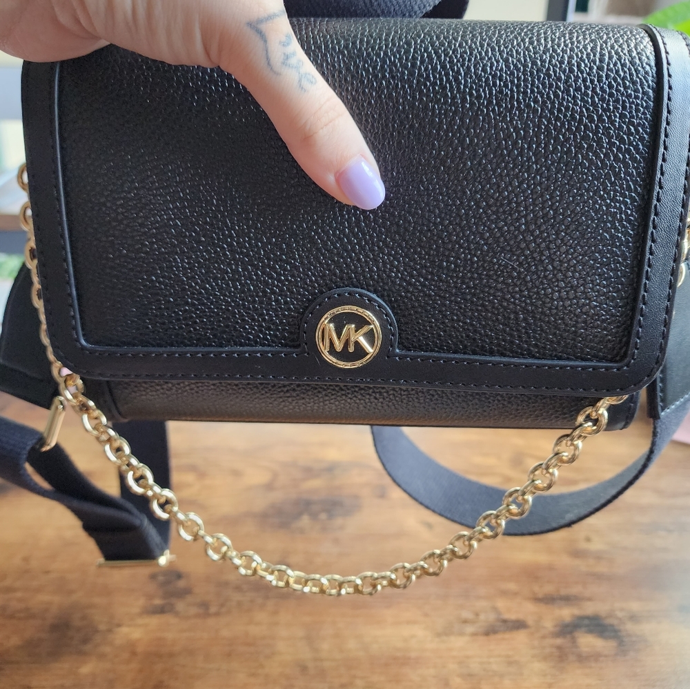 Michael Kors Black Pebbled Leather Crossbody Bag